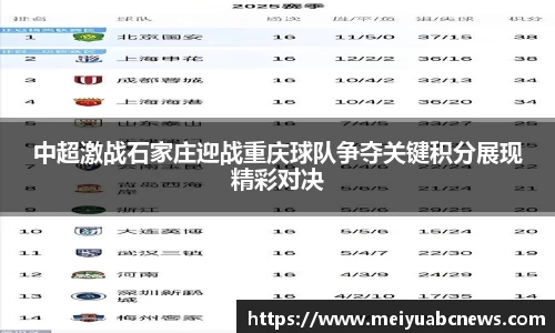 中超激战石家庄迎战重庆球队争夺关键积分展现精彩对决